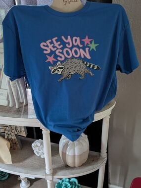 Gildan Blue "See Ya Soon" Raccoon Graphic Tee